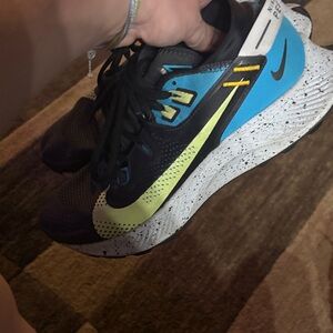Nike Black and Blue Sneakers with Yellow Accents